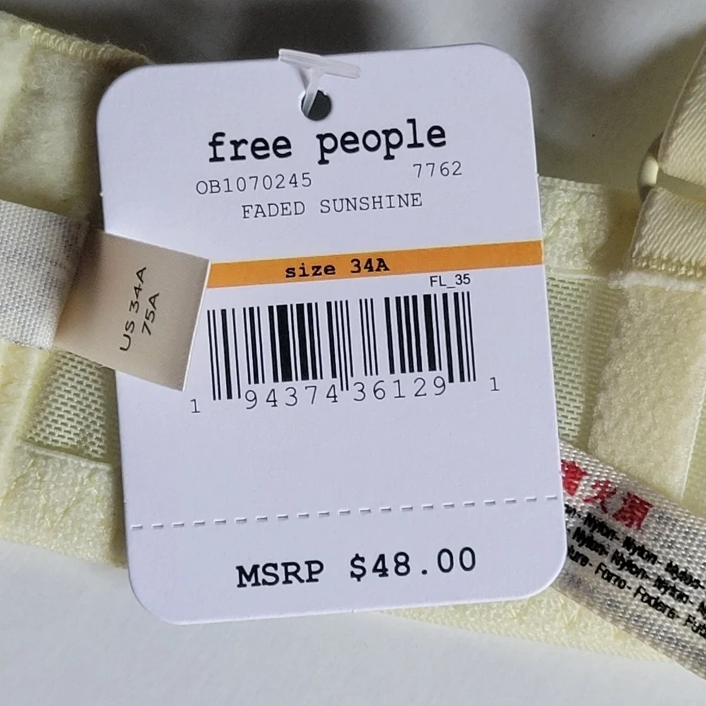 Free people NWT Veronica Yellow Lace Underwire bra.